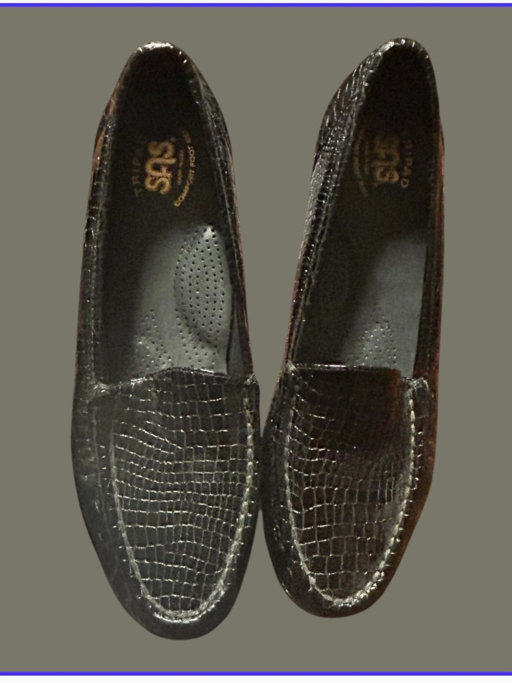 SAS Tripad Comfort Foot Bed Simplify Black Croc Loafer Slip-On Women’s Shoes 9.5